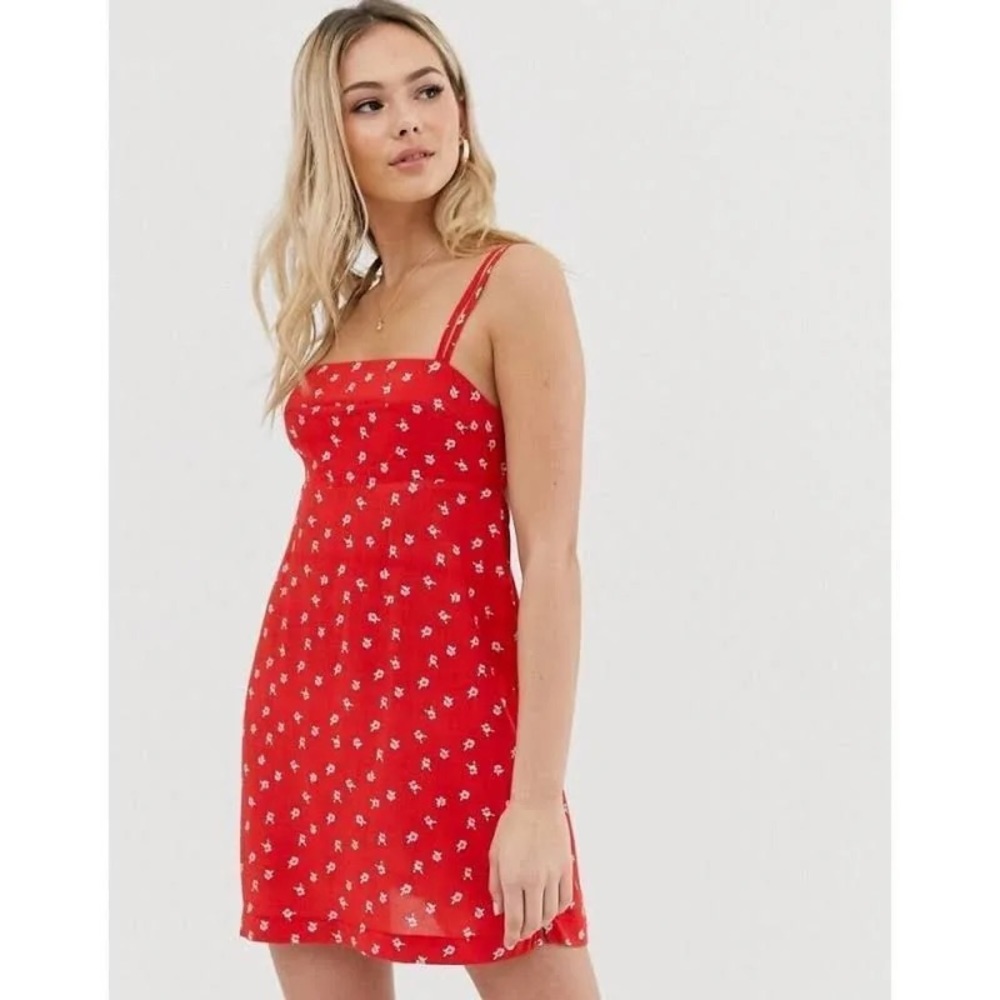 -new- Free People wild child mini open back dress in floral cayenne combo